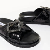 Inuovo Ciabatta con Paillettes Black