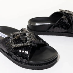 Inuovo Ciabatta con Paillettes Black