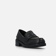 Bruno Premi Mocassino in Pelle con Borchie Nero