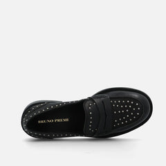 Bruno Premi Mocassino in Pelle con Borchie Nero