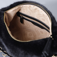 CafèNoir C3NB0906N001TG2 Borsa a Spalla in Pelliccia Sintetica Donna Nero