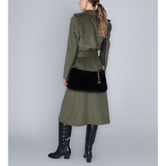 CafèNoir C3NB0906N001TG2 Borsa a Spalla in Pelliccia Sintetica Donna Nero