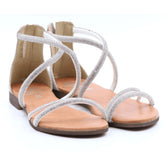 DiciottoPiù Sandalo con Chiusura Cerniera e Strass Argento