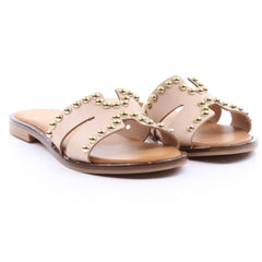 DiciottoPiù Sandalo Nude con Borchie Oro