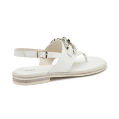 Frau 86M5 Sandalo Infradito con Accessorio Gioiello Off White