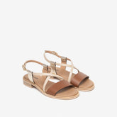 NeroGiardini Sandalo in Pelle Cognac/Lino