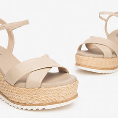 NeroGiardini Sandalo in Pelle Lino