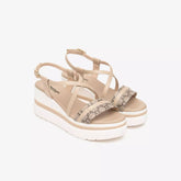 NeroGiardini Sandalo in Pelle e Materiale Tecnico Ecru/T.Moro