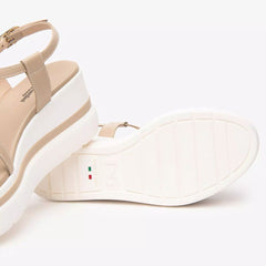 NeroGiardini Sandalo in Pelle e Materiale Tecnico Ecru/T.Moro