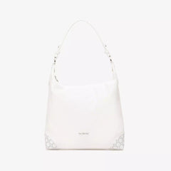 NeroGiardini Borsa Hobo in Materiale Tecnico Bianco