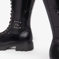 NeroGiardini Stivale Stringato Nero in Pelle