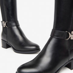 NeroGiardini Stivale Nero in Pelle e Materiale Tecnico