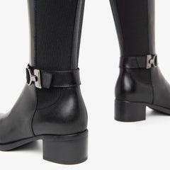 NeroGiardini Stivale Nero in Pelle e Materiale Tecnico