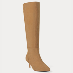 Ralph Lauren McKay 802967811001 Stivali Alti in Camoscio Donna Camel