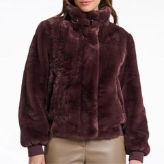 Rino & Pelle Ambra 7002511 Bomber in Eco Pelliccia Donna Chocolate Bean