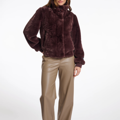 Rino & Pelle Ambra 7002511 Bomber in Eco Pelliccia Donna Chocolate Bean