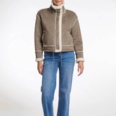 Rino & Pelle Beck 7002511 Giacca in Finta Pelle Scamosciata Donna Pebble