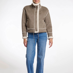 Rino & Pelle Beck 7002511 Giacca in Finta Pelle Scamosciata Donna Pebble