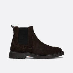 Tommy Hilfiger Stivaletto Chelsea in Camoscio Dark Coffee