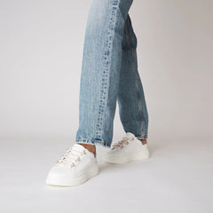 Tosca Blu Sneakers Fenice con Perle in Microstrass Bianco/Cipria