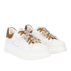 Tosca Blu Sneaker Juliette con Farfalle Gioiello Bianco/Bronzo