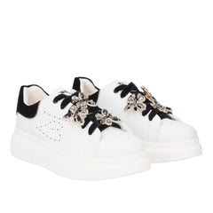 Tosca Blu Sneaker Juliette con Farfalle Gioiello Bianco/Nero