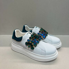 Tosca Blu Sneaker Juliette con Fascia in Strass Bianco/Verde
