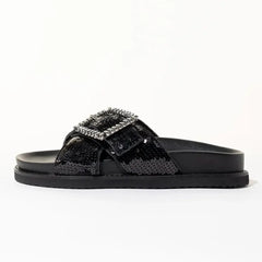 Inuovo Ciabatta con Paillettes Black