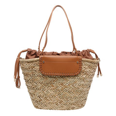 V73 Borsa Shopping Donna Rafia Cuoio/Naturale