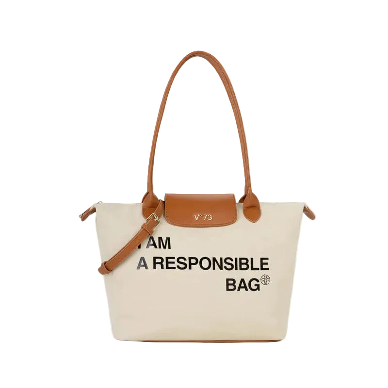 V73 Borsa Shopping Donna Off White/Cuoio