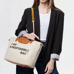 V73 Borsa Shopping Donna Off White/Cuoio