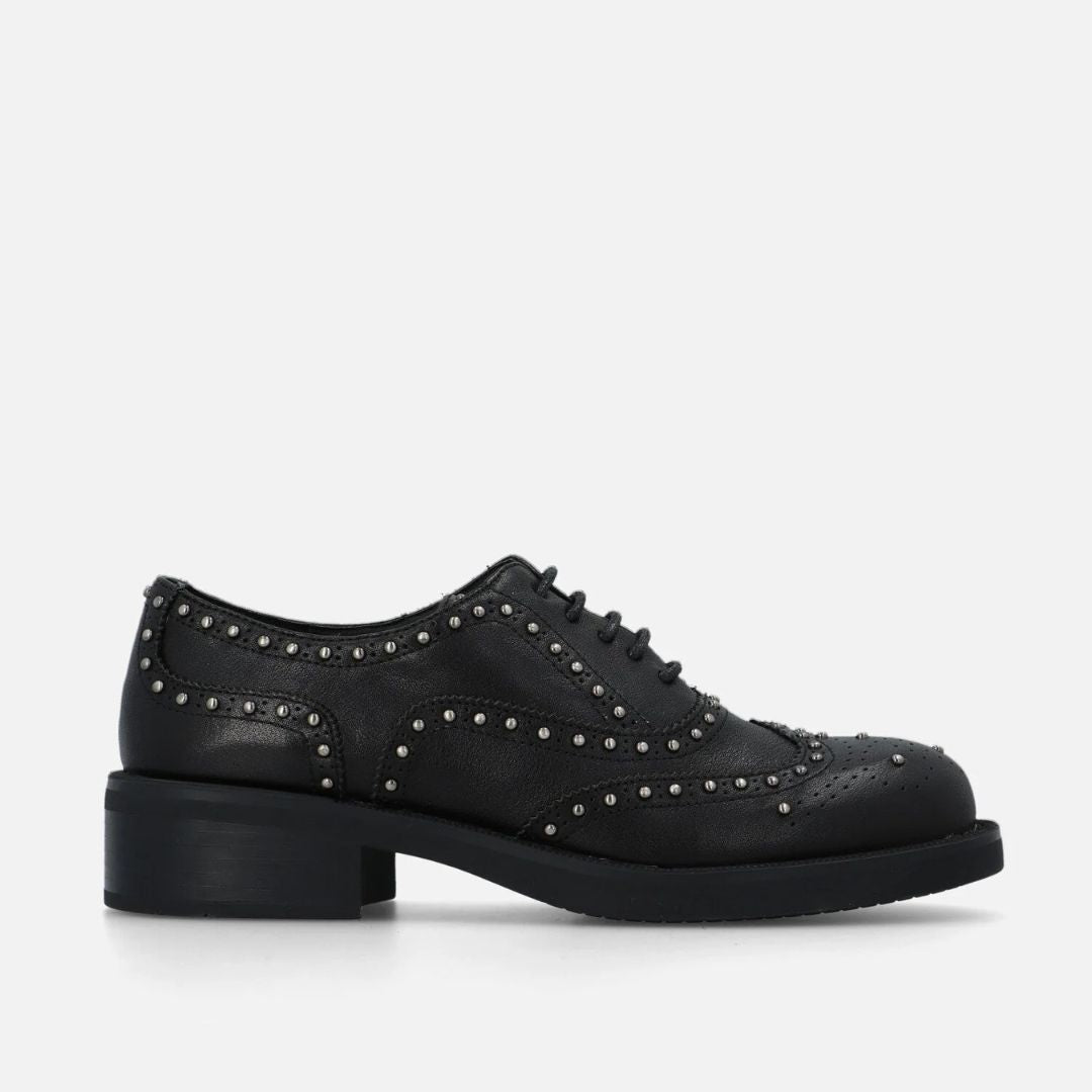 Bruno Premi Stringata in Pelle con Borchie Nera