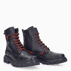 Bueno F1604 Anfibi Donna Nero/Bordeaux