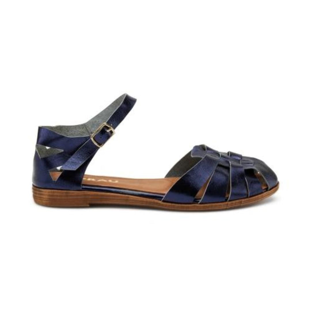 Frau 03V2 Sandalo Ragnetto in Pelle Laminata Navy
