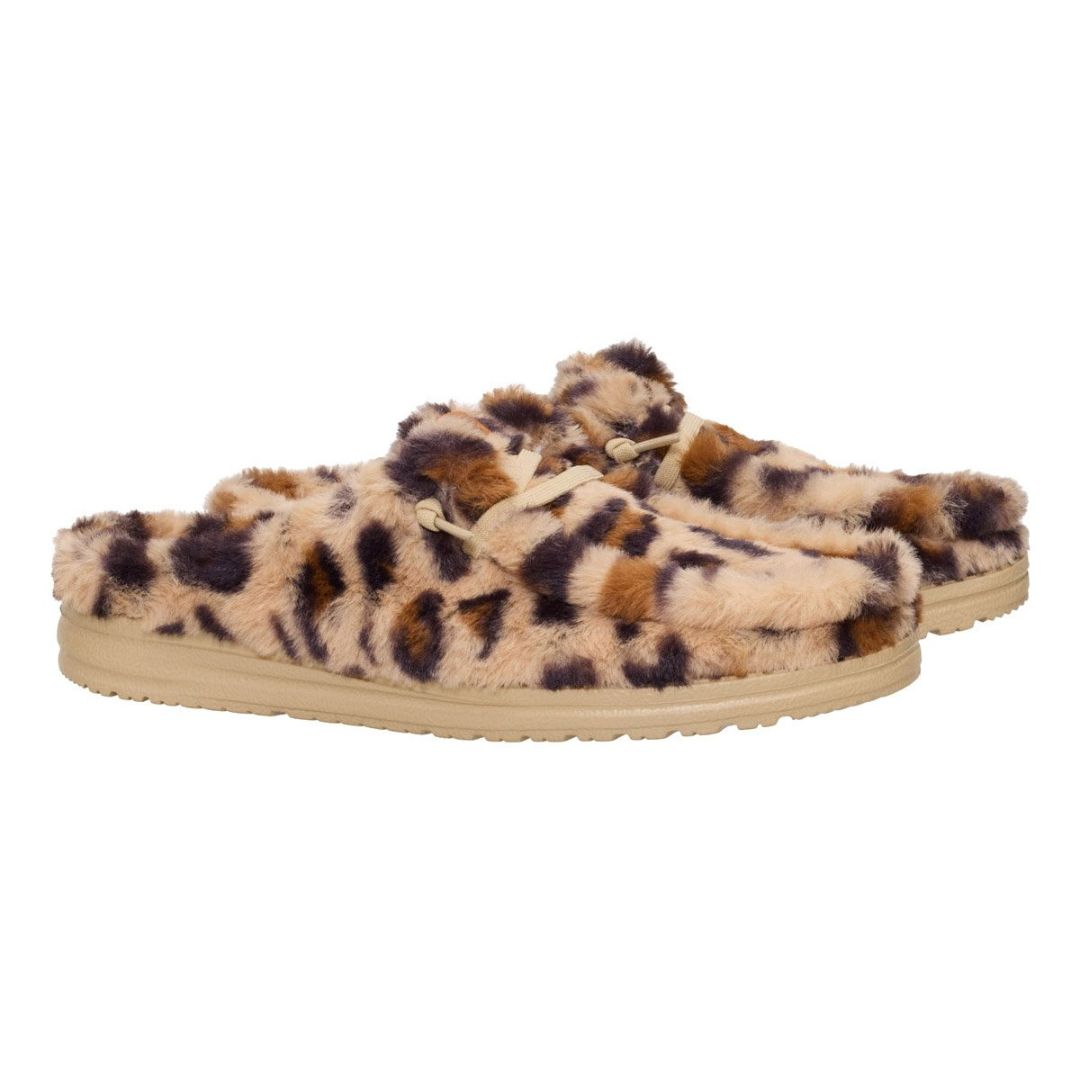 Hey Dude Wendy Slipper Leo Fur 44714 Donna Tan/Multi