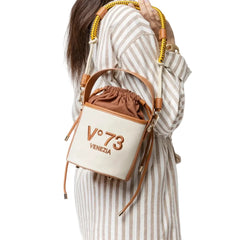 V73 Borsa Secchiello Donna Off White/Cuoio