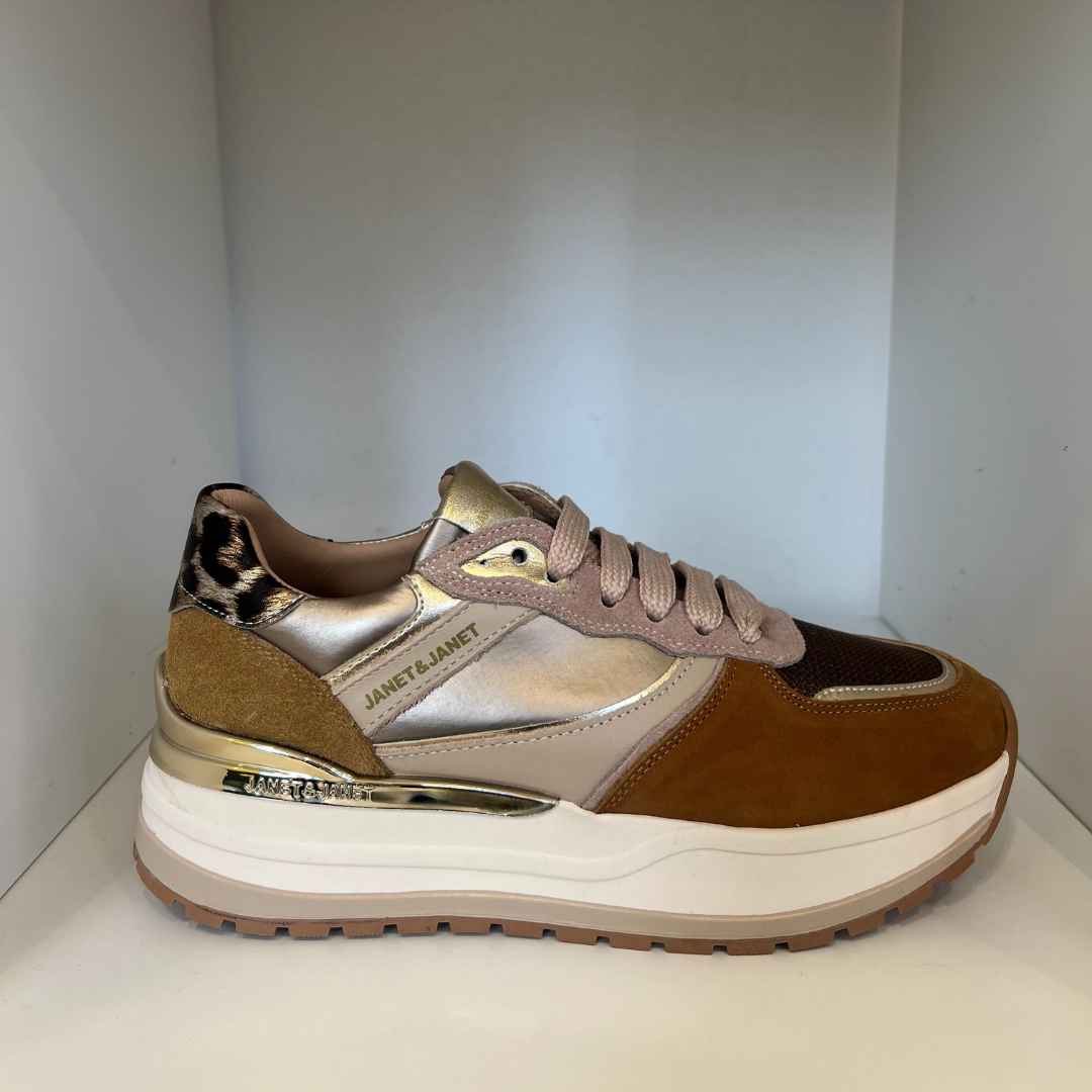 Janet & Janet J411 Sneakers Donna Cuoio/Gold