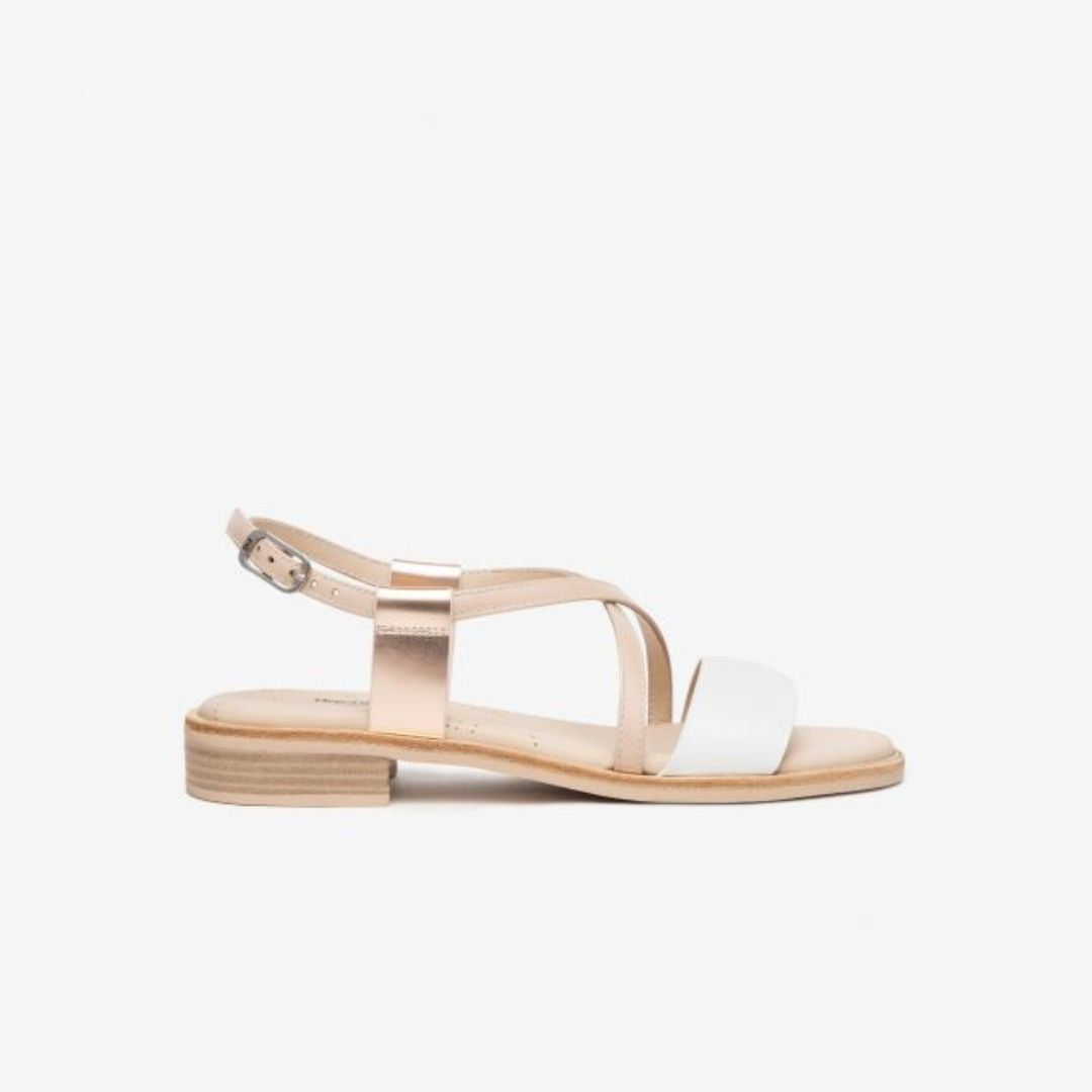 NeroGiardini Sandalo in Pelle Bianco/Cipria