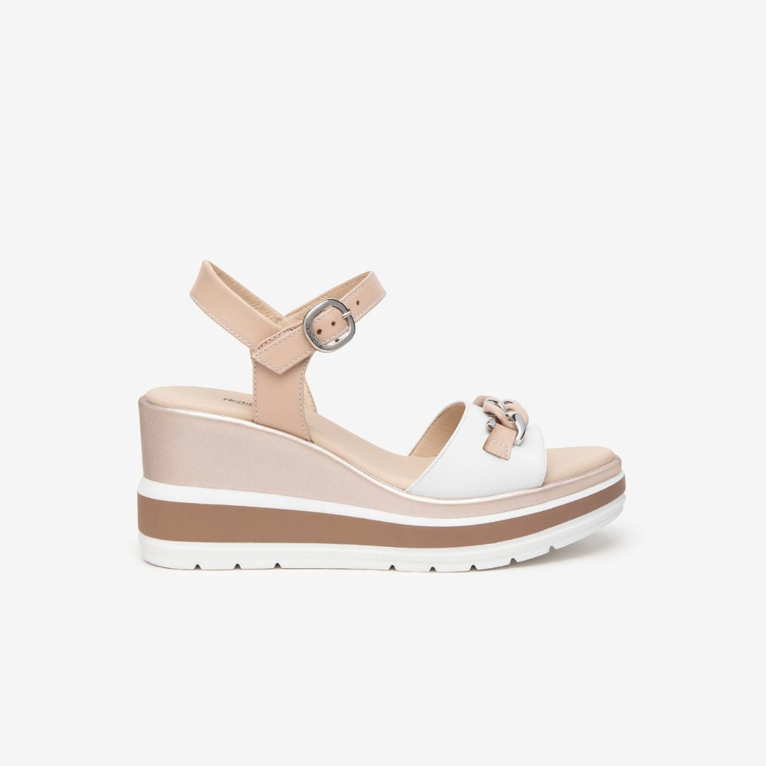 NeroGiardini Sandalo in Pelle Bianco/Cipria