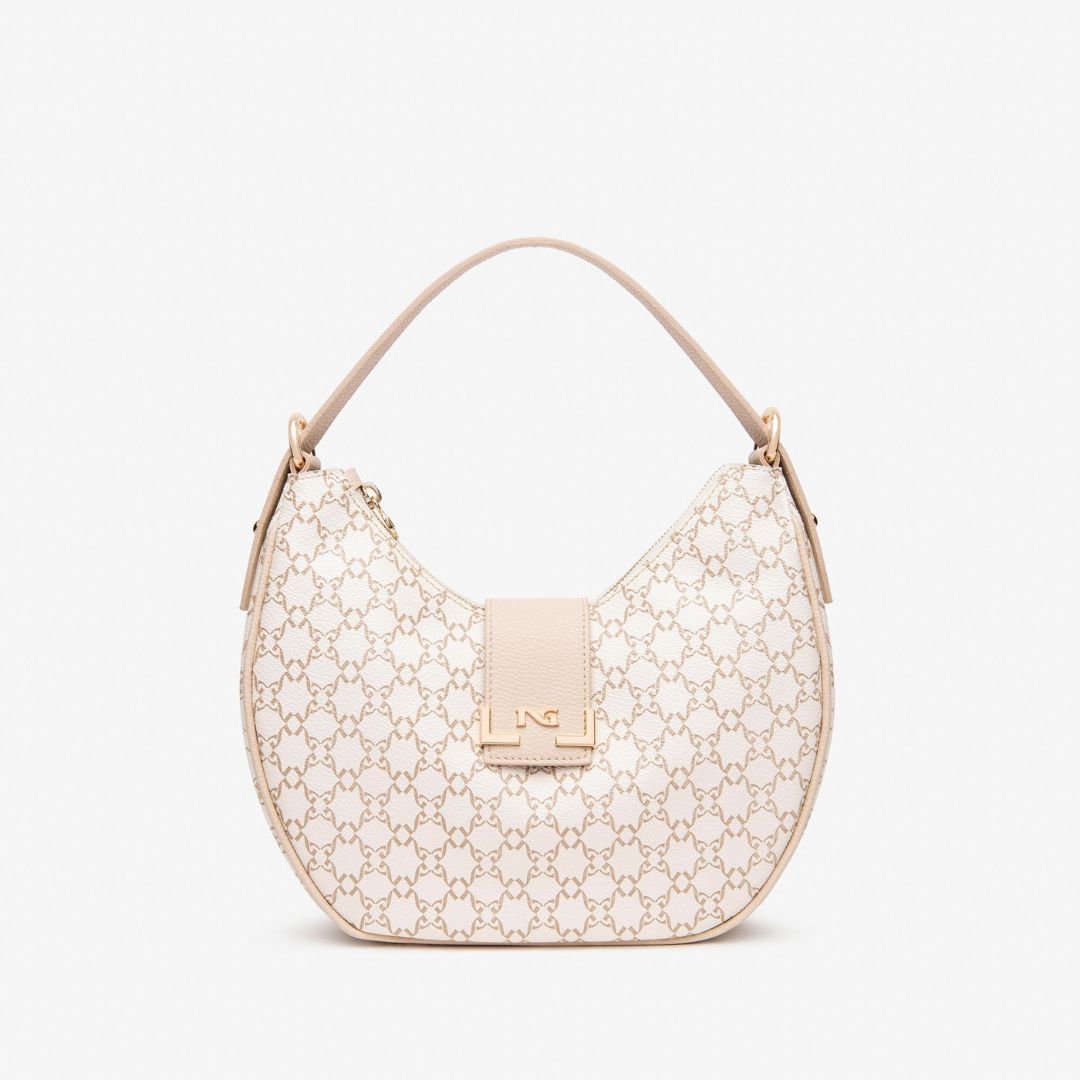 NeroGiardini Borsa Hobo in Materiale Tecnico Beige