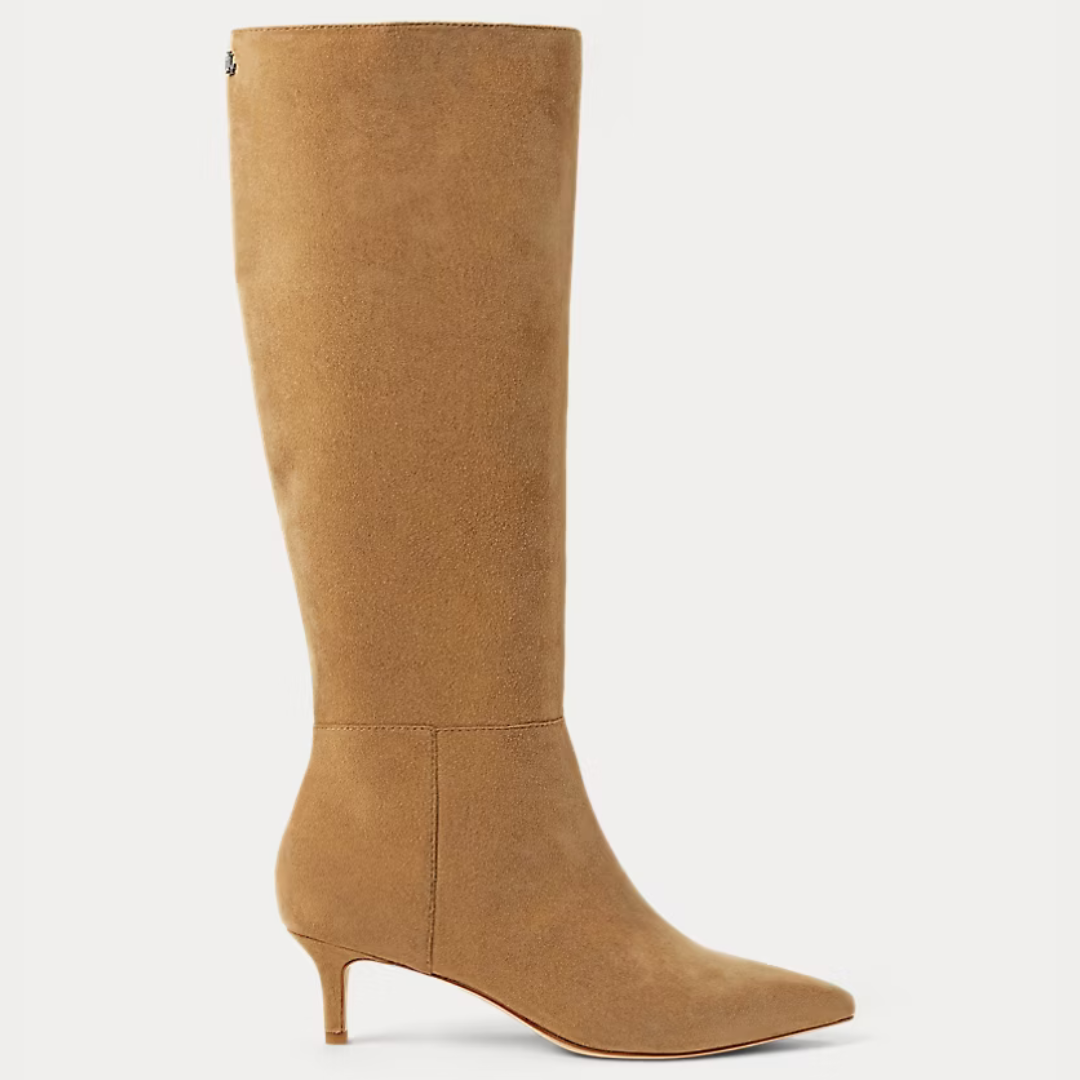 Ralph Lauren McKay 802967811001 Stivali Alti in Camoscio Donna Camel