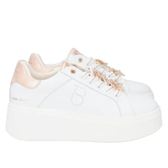 Tosca Blu Sneakers Elettra con Fiori in Strass Bianco/Cipria