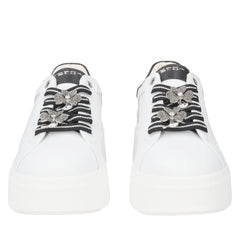 Tosca Blu Sneakers Elettra con Fiori in Strass Bianco/Nero