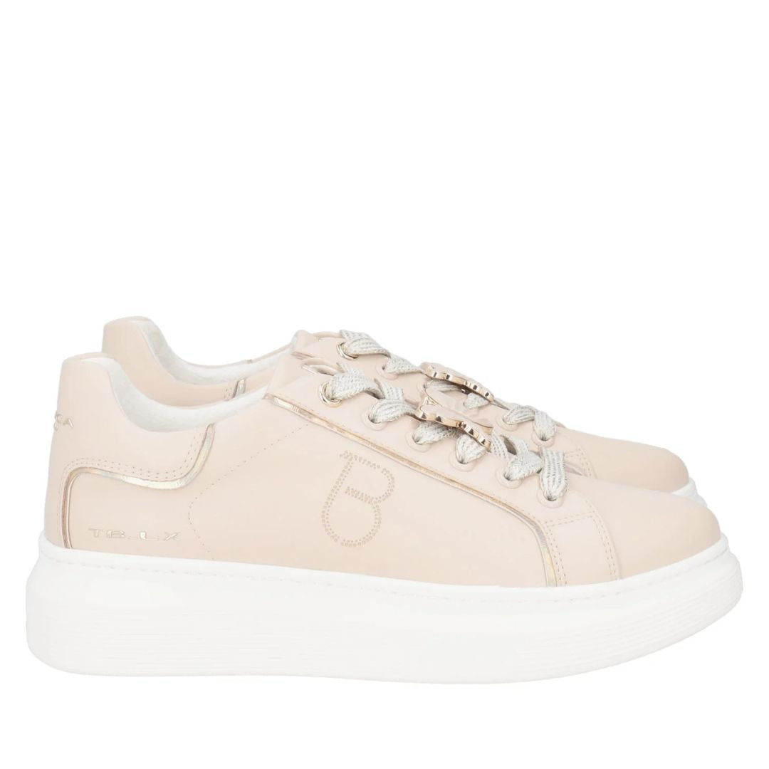 Tosca Blu Sneakers Fenice in Pelle con Farfalla Beige