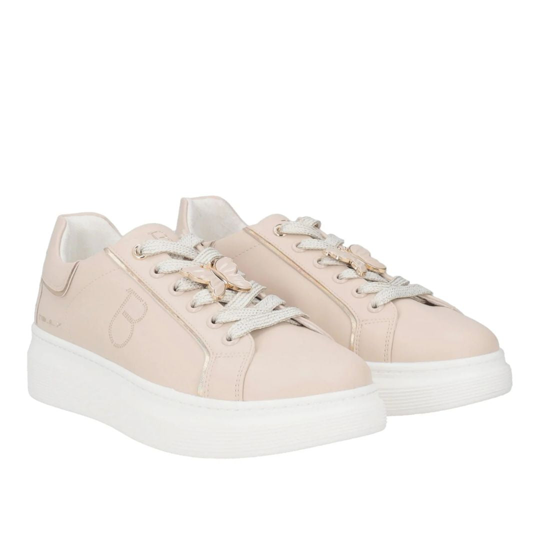 Tosca Blu Sneakers Fenice in Pelle con Farfalla Beige