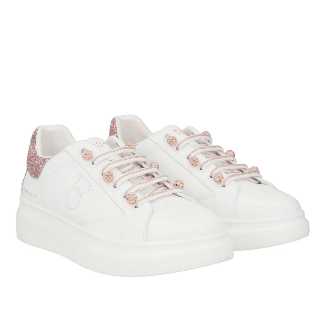 Tosca Blu Sneakers Fenice con Perle in Microstrass Bianco/Cipria