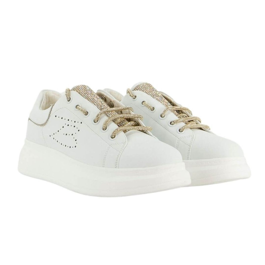 Tosca Blu Sneaker Juliette in Pelle Bianco/Oro