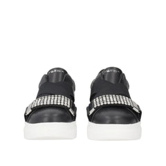 Tosca Blu Sneaker Juliette in Pelle Nera con Accessorio in Strass