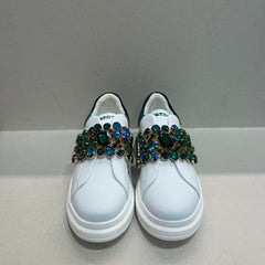 Tosca Blu Sneaker Juliette con Fascia in Strass Bianco/Verde