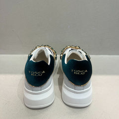 Tosca Blu Sneaker Juliette con Fascia in Strass Bianco/Verde